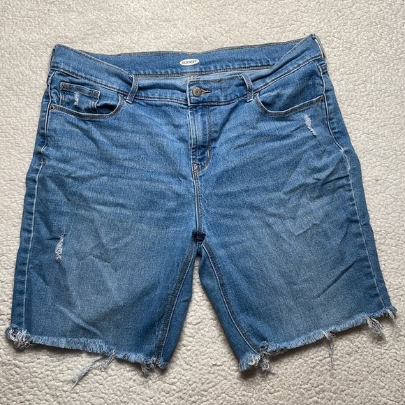 Old Navy Denim Jeans Stretch raw hem Size 14  Distressed - Picture 6 of 6